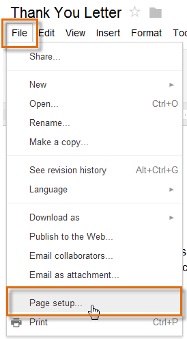 Screenshot of Google Documents