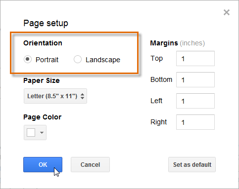 Screenshot of Google Documents