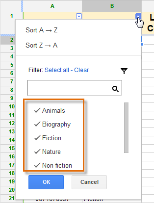 Screenshot of Google Spreadsheets